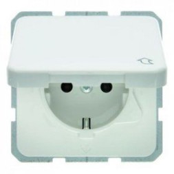 Штепсельная розетка Berker IP44 полярная белизна с блеском SCHUKO с откидной крышкой Влагозащищенный скрытый монтаж 471509
