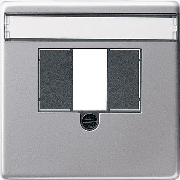 Накладка телефонной розетки Gira E22 Алюминий TAE+Стерео+USB с полем для надписи 0876203