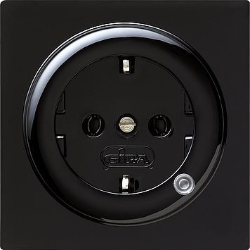 Розетка Gira S-color Черный с заземляющими контактами 16А/250В с индикатором 018247