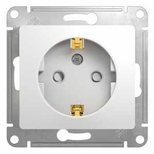 Розетка с заземлением со шторками, 16А, механизм Schneider Electric Glossa Белый GSL000145