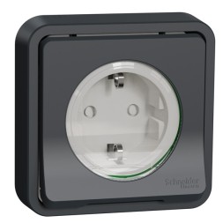 Розетка Schneider Electric 2П+3 скрытой установки Mureva Styl IP55 Антрацит MUR36132