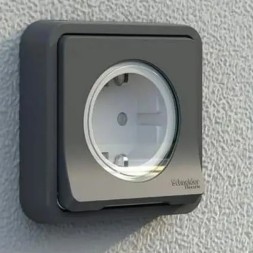 Розетка Schneider Electric 2П+3 скрытой установки Mureva Styl IP55 Антрацит MUR36132