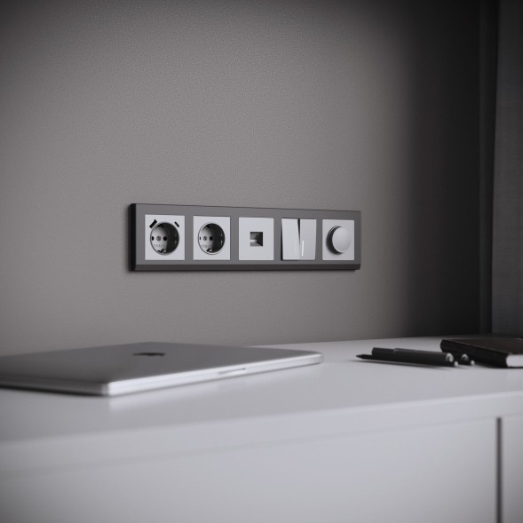 Рамка из поликарбоната на 5 постов Stark графит матовый Werkel W0051864