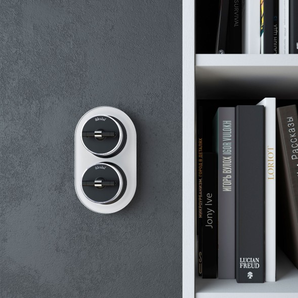 Выключатель на 4 положения двухклавишный Vintage черный матовый/хром W5822051