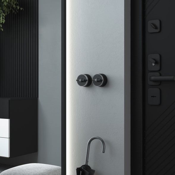 Выключатель на 4 положения двухклавишный Vintage черный матовый/хром W5822051