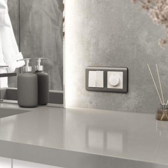 Выключатель двухклавишный с подсветкой (перламутровый рифленый) Werkel W1120113