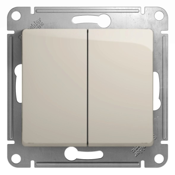2-клавишный Переключатель,сх.6/2,10AX, механизм Schneider Electric Glossa Молочный GSL000965
