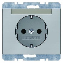 Штепсельная розетка Berker K.5 стальной лак SCHUKO с полем для надписей 47397004