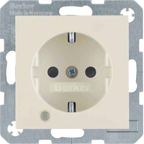 Штепсельная розетка Berker R.1 белый, с блеском SCHUKO с контрольной лампой, полем для надписи 41108982