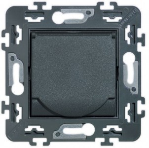 Розетка Bticino Living Light Антрацит 2П + заземление 10А/16А 250В с крышкой NT4148AP