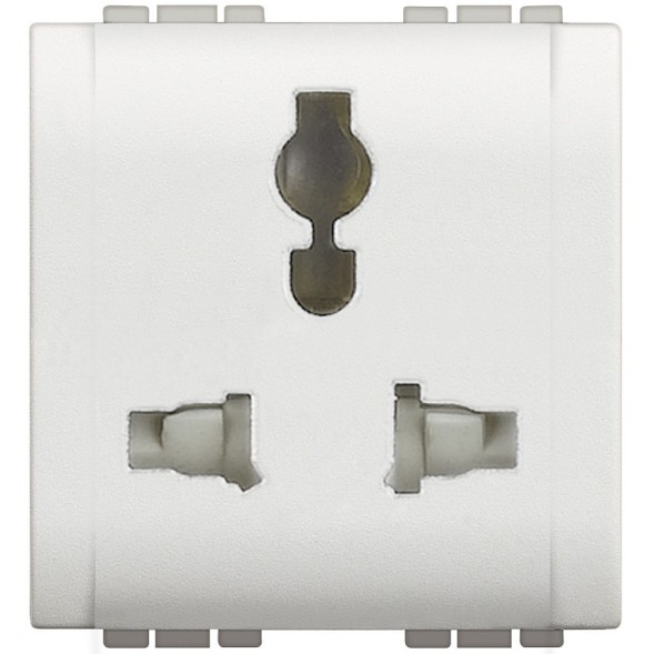 Розетка Bticino Living Light белая &quot;мультистандарт&quot;,5/6/10/13А 127В/250В, 2 модуля N4139