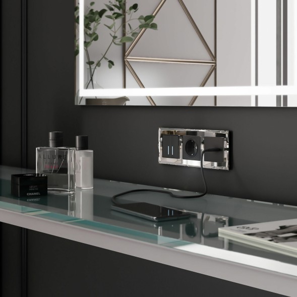 Сенсорный выключатель двухклавишный с подсветкой 1000 Вт (черный) Werkel W4520008