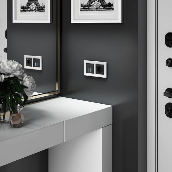 Сенсорный выключатель двухклавишный с подсветкой 1000 Вт (черный) Werkel W4520008