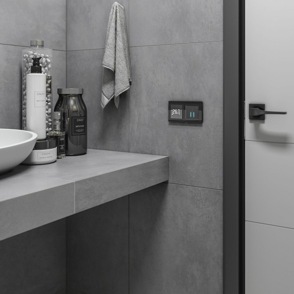 Сенсорный выключатель двухклавишный с подсветкой 1000 Вт (черный) Werkel W4520008