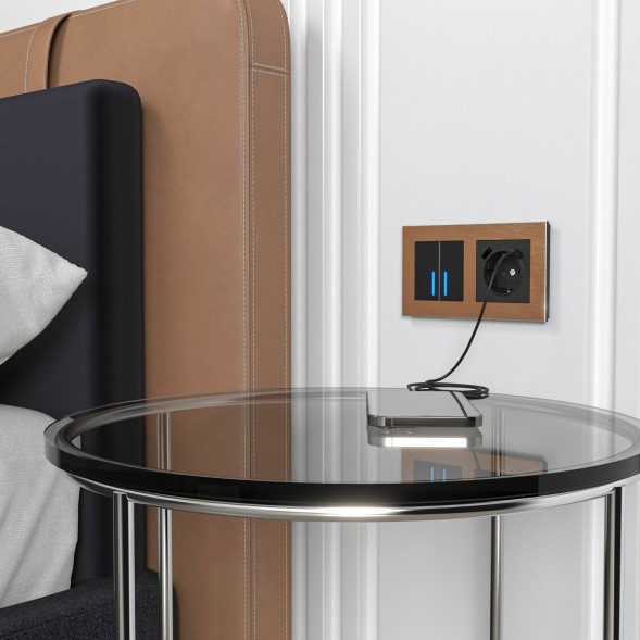 Сенсорный выключатель двухклавишный с подсветкой 1000 Вт (черный) Werkel W4520008