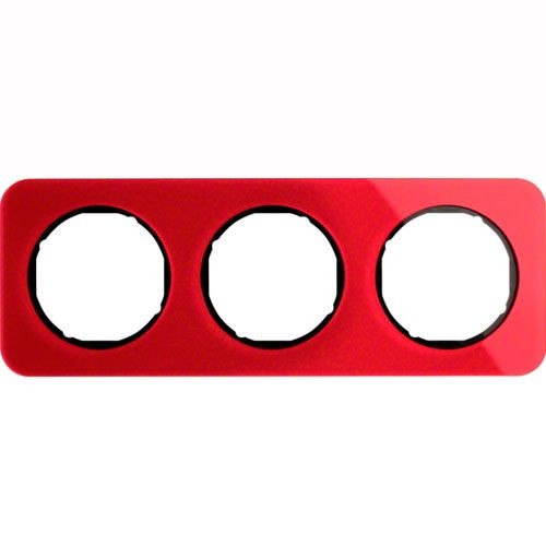Рамка Berker R.1 Красный черный 3 поста 10132344