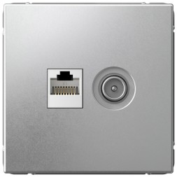 Розетка двойная ТВ + компьютерная RJ45 кат. 5e (Алюминий) Schneider Electric Systeme Art Gallery GAL000389