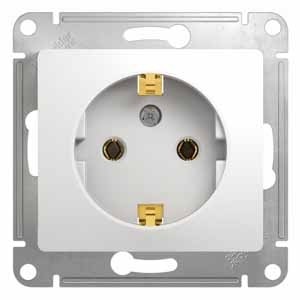 Розетка с заземлением, 16А, механизм Schneider Electric Glossa Белый GSL000143