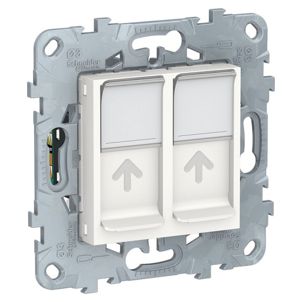 Розетка компьютерная RJ45 Schneider Electric Unica Studio Белый двойная, кат. 5е UTP NU542018