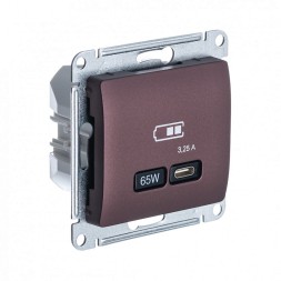 USB Розетка тип-C 65W высокоскор.заряд. QC, PD, механизм Schneider Electric Glossa Баклажановый GSL001127