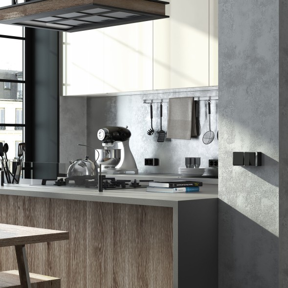 Выключатель двухклавишный Gallant черный/хром Werkel W5020035