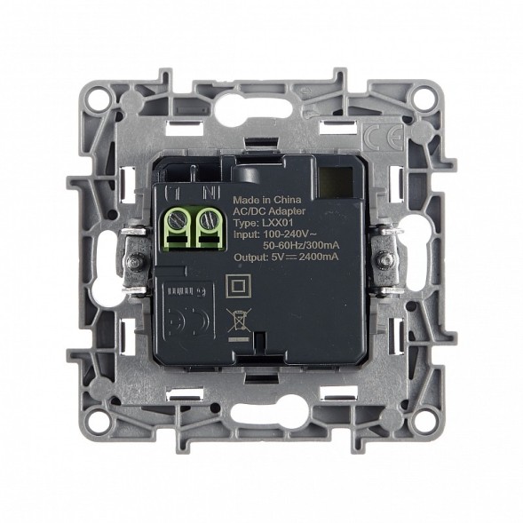 Зарядное устройство Legrand Etika антрацит с двумя USB разьемами 240В/5В 2400мА 672694