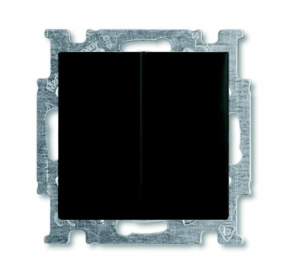 Механизм переключателя ABB Basic 55 chateau-black двухклавишный 1-полюсного выключателя с клавишей с линзой подсветки с неоновой лампой 2CKA001012A2178 2006/5 UCGL-95