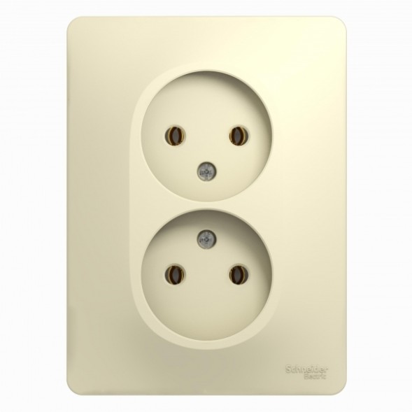 Розетка двойная без заземления,16А, в сборе Schneider Electric Glossa Бежевый GSL000220
