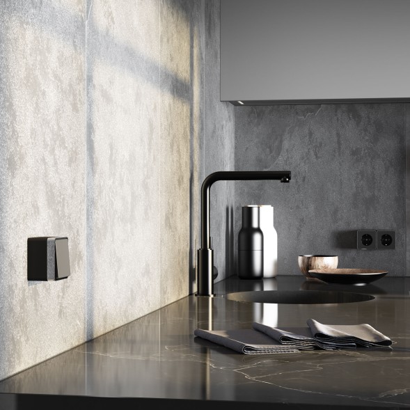 Выключатель одноклавишный влагозащищенный Gallant черный/хром Werkel W5010235