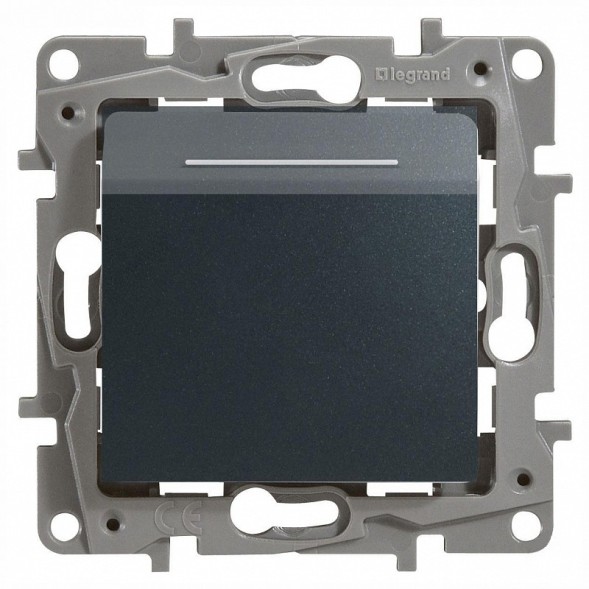 Выключатель Legrand Etika антрацит для гостиничных номеров с выдержкой времени и подсветкой 672693