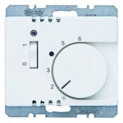 Регулятор температуры помещения Berker Arsys полярная белизна с блеском 24 В с размыкающим контактом центральной панелью одноклавишным выключателем и светодиодом 20310069