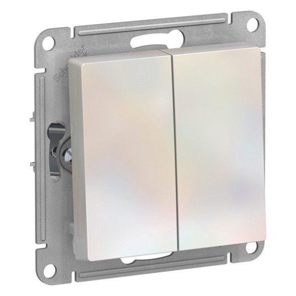 ATN000417 Atlasdesign Нажимная 2-клавишная кнопка, сх.2, 10А, механизм, ЖЕМЧУГ Schneider Electric
