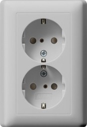 0783015 Розетка двойная с з/к в комплекте с рамкой серый матовый Gira