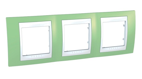 Рамка Schneider Electric Unica Хамелеон зеленое яблоко / Белый 3 поста MGU6.006.863