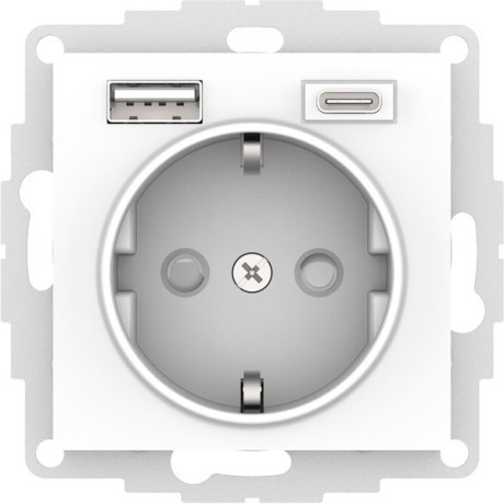 ATN001332 Atlasdesign РОЗЕТКА 16А с 2 USB A+C, 5В/2,4А/3,0А, 2х5В/1,5А, механизм, ЛОТОС Schneider Electric