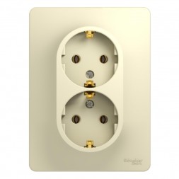 Розетка двойная с заземлением, 16А, в сборе Schneider Electric Glossa Бежевый GSL000224