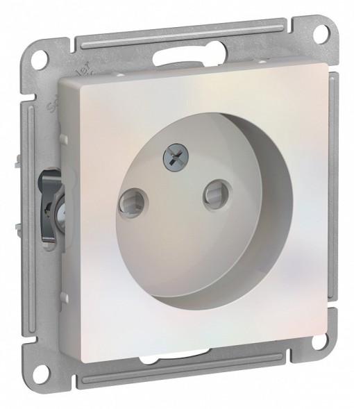 Розетка Schneider Electric Atlasdesign Жемчуг без заземления со шторками, 16А, механизм ATN000449