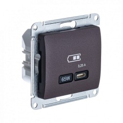 USB Розетка тип-C 65W высокоскор.заряд. QC, PD, механизм Schneider Electric Glossa Шоколад GSL000827