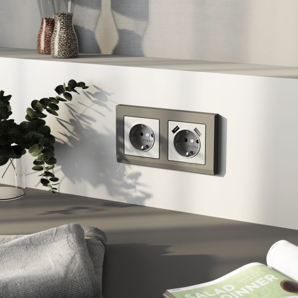 Рамка из поликарбоната на 2 поста Stark графит матовый Werkel W0021864