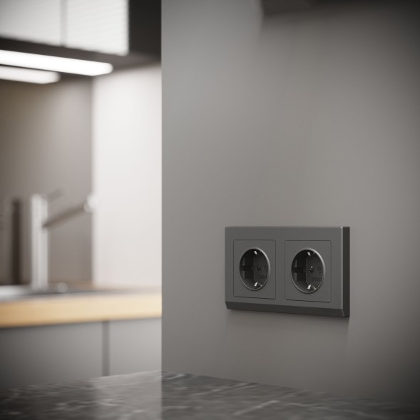 Рамка из поликарбоната на 2 поста Stark графит матовый Werkel W0021864