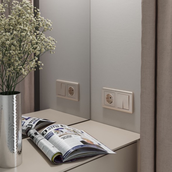 Выключатель двухклавишный проходной (шампань рифленый) Werkel W1122010