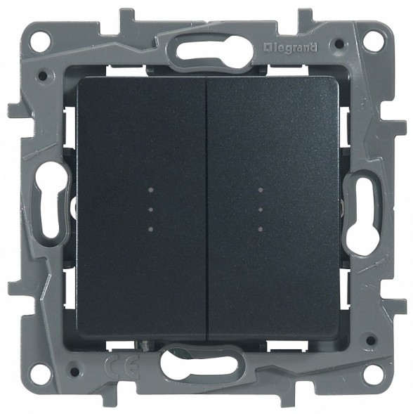 Выключатель/переключатель Legrand Etika антрацит двухклавишный с подсветкой 10 A 250 В~ 672616