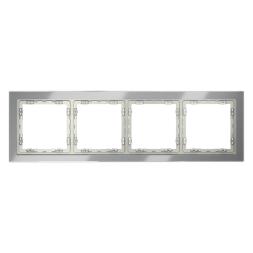Рамка стеклянная VOLTUM S70 на 4 поста, (сталь, стекло)