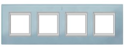 Рамка Bticino Axolute Голубое стекло 2+2+2+2 мод прямоугольная HA4802/4VZS