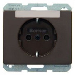 Штепсельная розетка Berker Arsys коричневый с блеском SCHUKO с полем для надписей 47390001