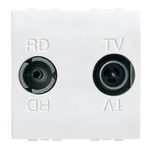 Axolute Двойная коаксиальная оконечная розетка (RD+TV) 2 модуля Белый Bticino N4211D
