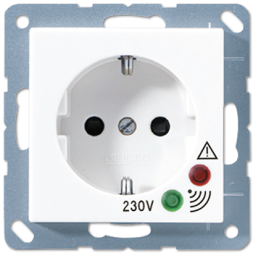 Розетка Jung A серия Белый с/з с защитными шторками с защитой от перенапряжения A521KIUFWW