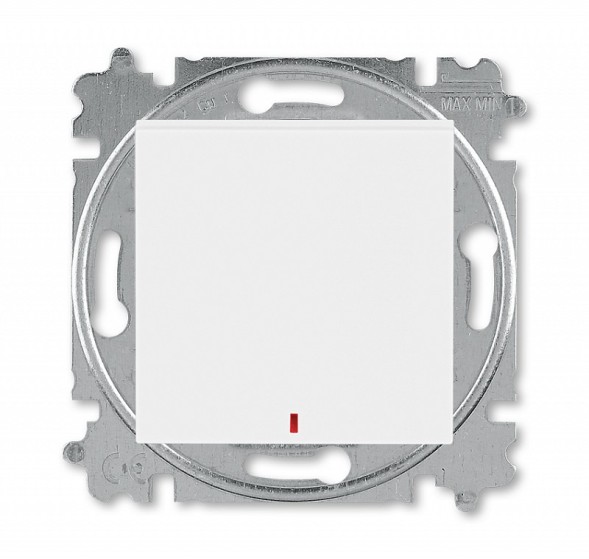 Переключатель ABB Levit контрольная белый / белый одноклавишный с подсветкой 2CHH592545A6003 3559H-A25445 03W