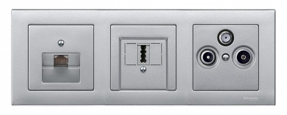 Центральная плата Merten M-серия алюминий для механизмов RJ45х1 MTN298360