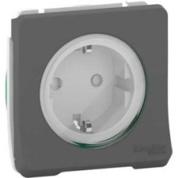 Розетка Schneider Electric с/з и шторками винтовые клеммы Mureva Styl IP55 Антрацит MUR36135